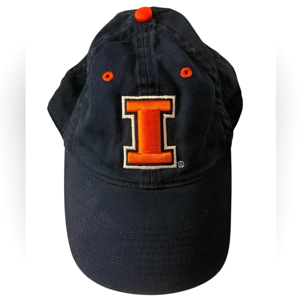 💙🧡Fighting Illini Vintage University of Illinois Navy Baseball Cap w/Orange Logo
